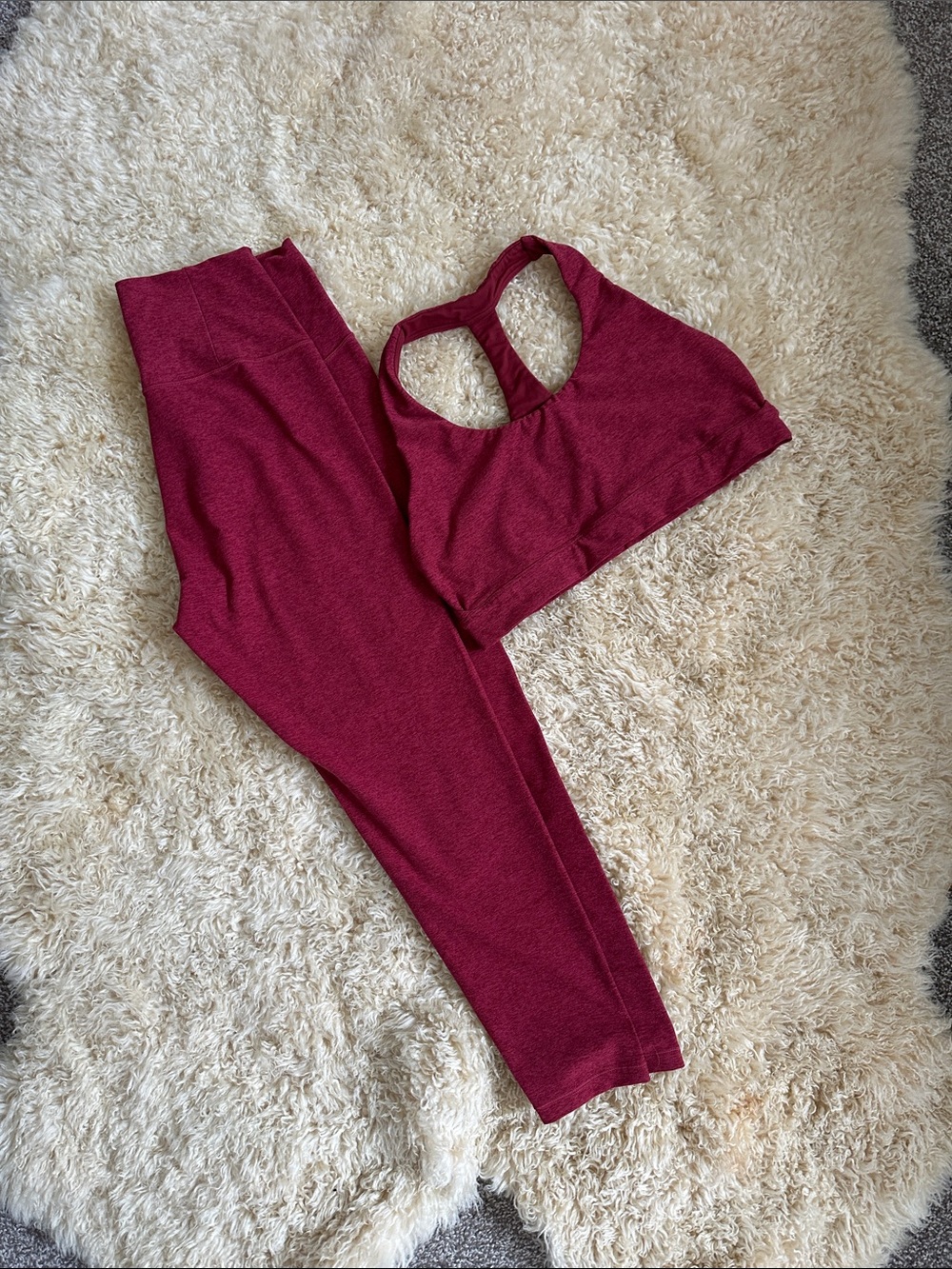 Calla Women's Burgundy Yoga Set - Crop Sports Bra L & High-Waist Leggings L - Picture 2 of 4